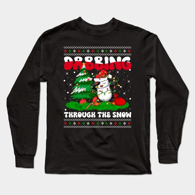 Dabbing Through The Snow Dabbing Penguin Dab Dance Christmas Lights Long Sleeve T-Shirt by wonderws